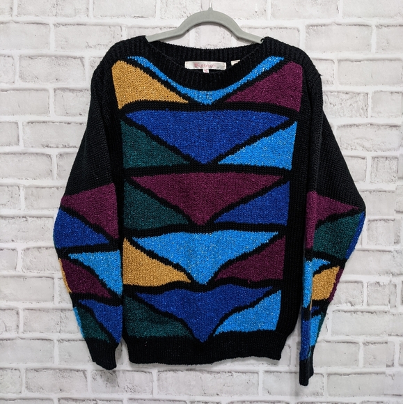 Vintage Sweaters - Vintage Retro Sparkly Sweater 80's 90's Medium